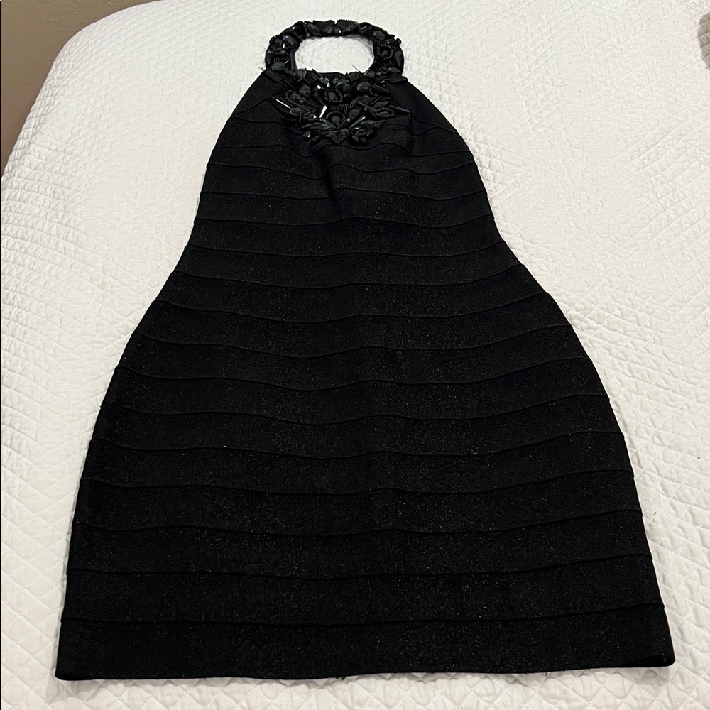 Carmen Marc Valvo Black Halter Dress
